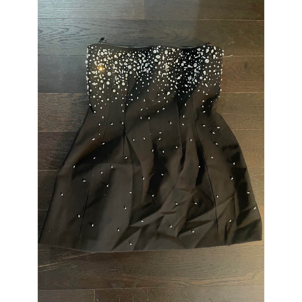 Muse by Marchesa Black Strapless Embellished Mini Cocktail Dress Size 12